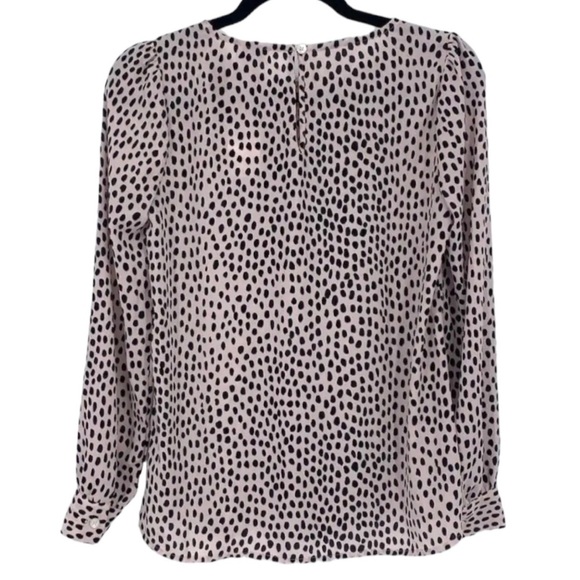J. Crew Top Womens Extra Extra Small XXS Pink Long Sleeve Leopard Piping Keyhole - Picture 2 of 13